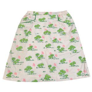 Vintage Vested Gentress Hand Screen Printed Skorts Mushrooms, Butterflies Sz14
